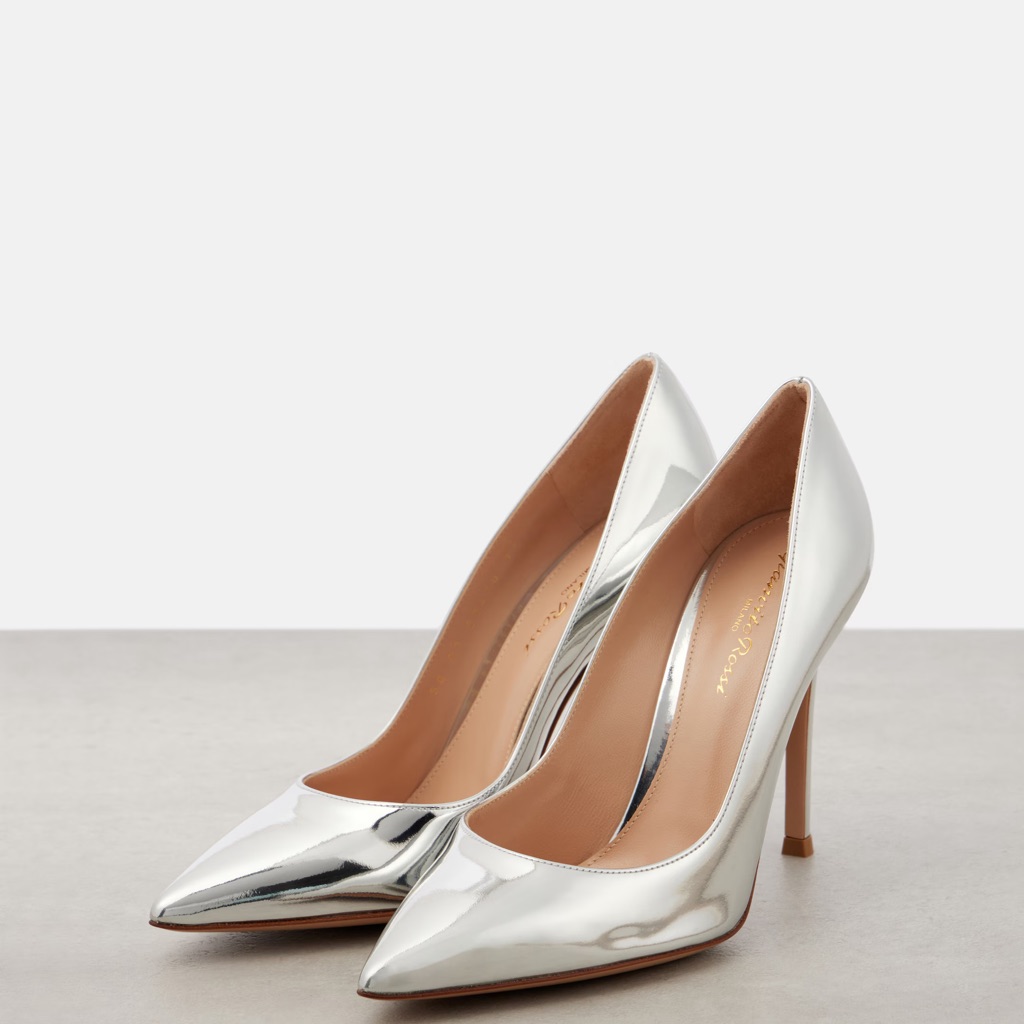 Brand New Gianvito Rossi Silver Stiletto Heels